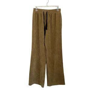 Zara Wide Leg Corduroy Drawstring Waist Tan Pants Size M